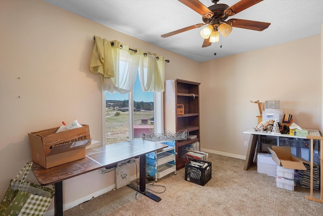 19 Sage Ct, Edgewood, NM 87015 - home office featuring carpet floors, a ceiling fan, and baseboards