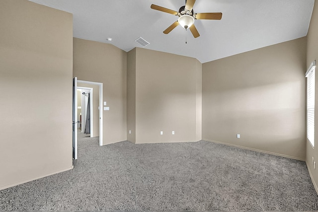 7229 Skagway Dr NE, Rio Rancho, NM 87144 - spare room with a ceiling fan, carpet, and lofted ceiling