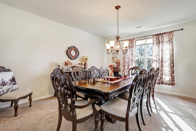 15 Los Miradores Dr NE, Rio Rancho, NM 87124 - dining space featuring light carpet, a chandelier, and baseboards