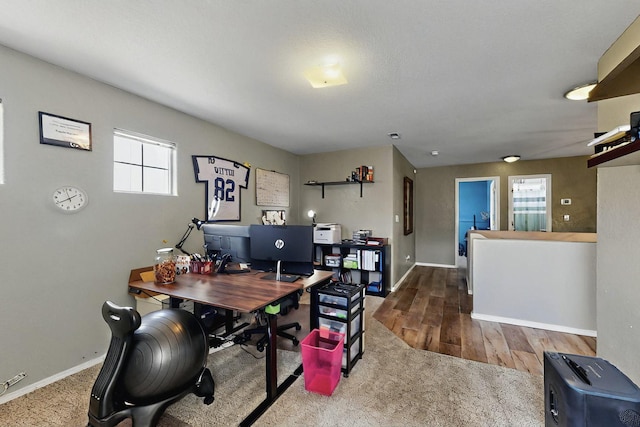 7720 Red Finch Ct NW, Albuquerque, NM 87114 - carpeted home office with plenty of natural light, baseboards, and wood finished floors
