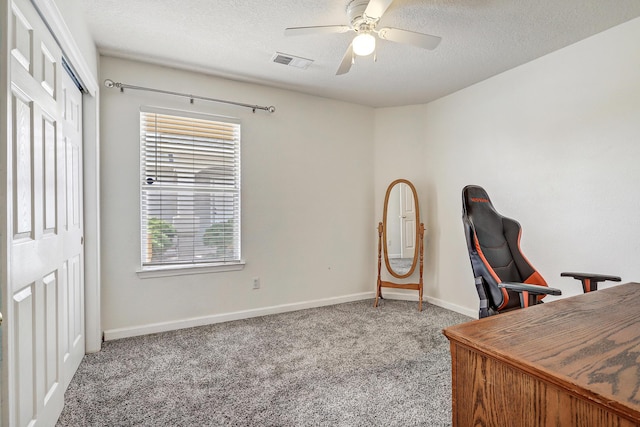 6605 Country Knoll Ct NW, Albuquerque, NM 87114 - carpeted office with ceiling fan, baseboards, and a textured ceiling