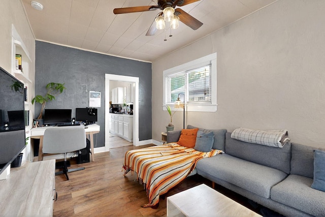 608 Coal Ave SE, Albuquerque, NM 87102 - office featuring light wood-style floors, a ceiling fan, and a textured wall