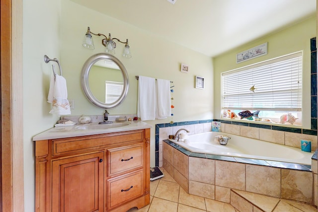 5 Francisco Rd, Cedar Crest, NM 87008 - full bath with a bath, vanity, and tile patterned floors