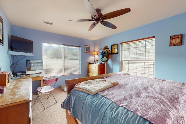 5 Francisco Rd, Cedar Crest, NM 87008 - bedroom featuring carpet, an office area, and ceiling fan