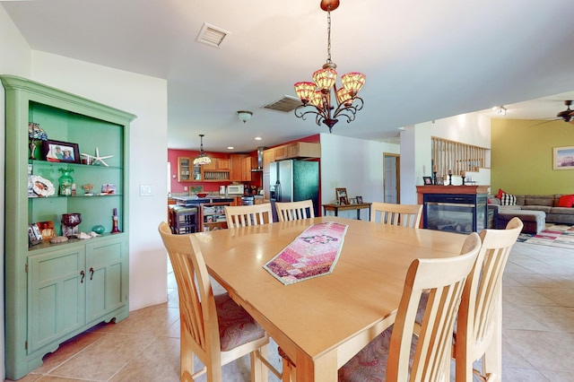 5 Francisco Rd, Cedar Crest, NM 87008 - dining room featuring light tile patterned floors, a chandelier, ceiling fan, and recessed lighting