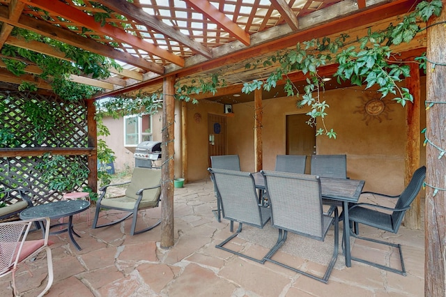 5 Francisco Rd, Cedar Crest, NM 87008 - view of patio with a pergola, outdoor dining area, and grilling area