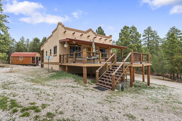 160 Black Bear Rd, Ramah, NM 87321 - back of property featuring a deck and stairway