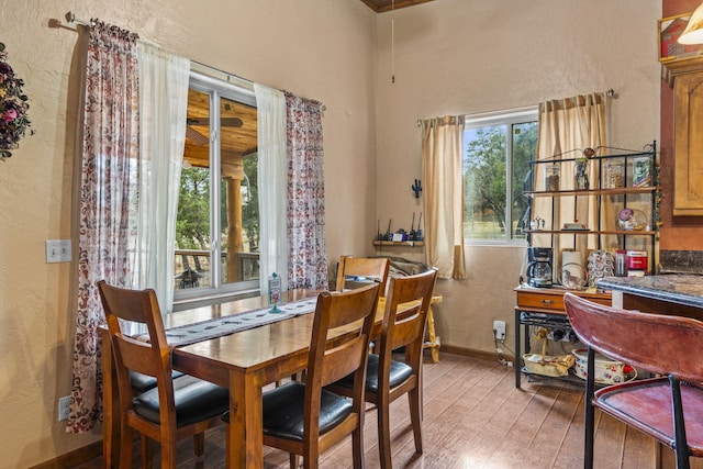 160 Black Bear Rd, Ramah, NM 87321 - dining space featuring wood finished floors and a textured wall