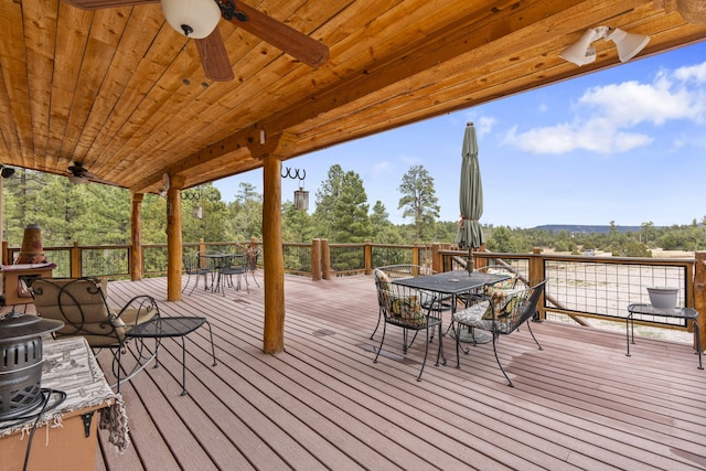 160 Black Bear Rd, Ramah, NM 87321 - deck featuring outdoor dining space and ceiling fan