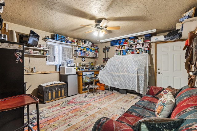 160 Black Bear Rd, Ramah, NM 87321 - office space featuring a ceiling fan and a textured ceiling