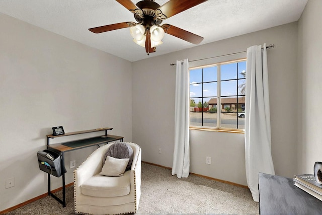 404 Pecos Loop SE, Rio Rancho, NM 87124 - sitting room with baseboards, a ceiling fan, and carpet flooring
