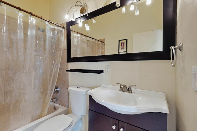 8912 Silverado Ave SW, Albuquerque, NM 87121 - bathroom with toilet, shower / bath combination with curtain, and vanity