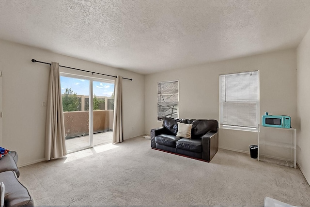 2512 Sarita Ave NW, Albuquerque, NM 87104 - living area with carpet floors and a textured ceiling
