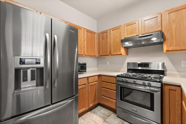 5236 Na Pali St NE, Albuquerque, NM 87111 - kitchen with appliances with stainless steel finishes, under cabinet range hood, and light countertops