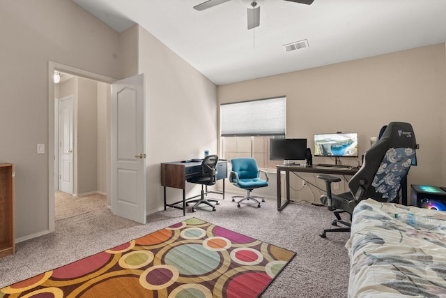 5236 Na Pali St NE, Albuquerque, NM 87111 - carpeted office featuring a ceiling fan and baseboards