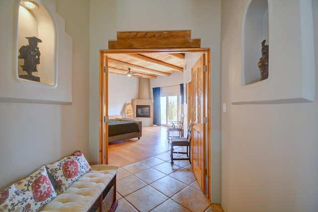 4700 Quaker Heights Pl NW, Albuquerque, NM 87120 - hall with beamed ceiling and wood ceiling