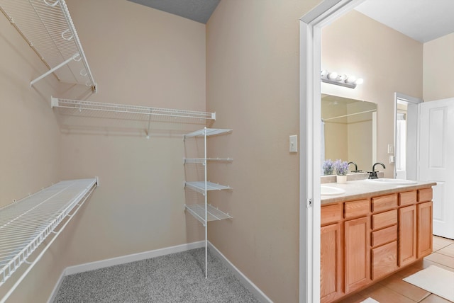 walk in closet featuring a sink