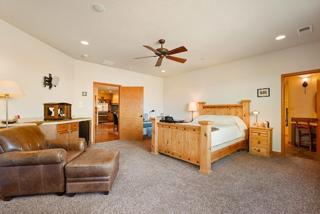 6119 La Paz Rd NE, Rio Rancho, NM 87144 - carpeted bedroom featuring recessed lighting and a ceiling fan