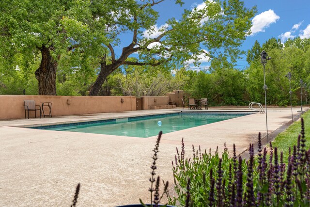 384 Chaparral Ln, Corrales, NM 87048 - view of swimming pool featuring a patio and fence