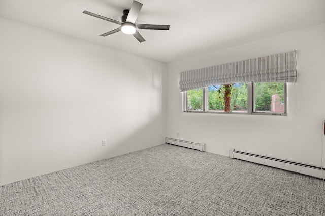 384 Chaparral Ln, Corrales, NM 87048 - carpeted empty room with a baseboard heating unit and ceiling fan