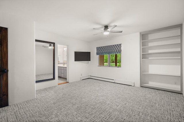 384 Chaparral Ln, Corrales, NM 87048 - unfurnished bedroom with a baseboard heating unit, carpet floors, and ceiling fan