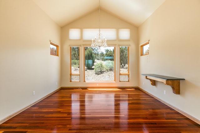 9 Canon Escondido, Sandia Park, NM 87047 - entryway featuring a chandelier, wood finished floors, and high vaulted ceiling