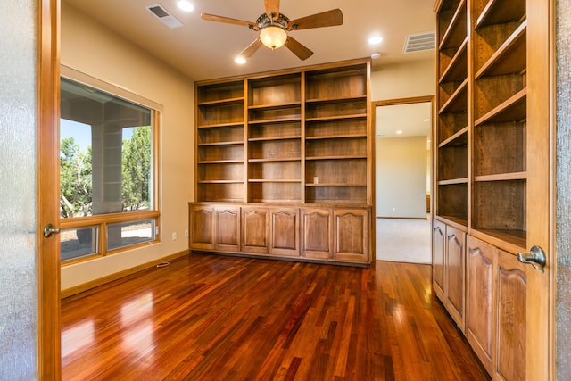9 Canon Escondido, Sandia Park, NM 87047 - empty room featuring dark wood-style flooring, ceiling fan, recessed lighting, and baseboards