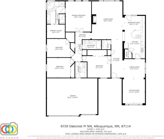 8720 Oakcrest Pl NW, Albuquerque, NM 87114 - floor plan / room layout