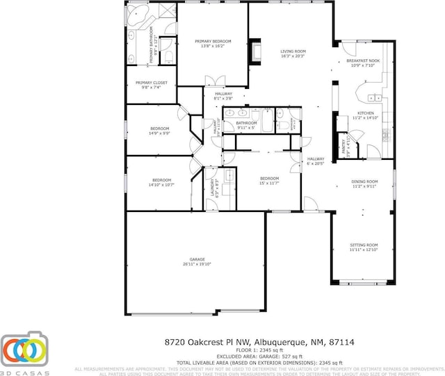 8720 Oakcrest Pl NW, Albuquerque, NM 87114 - room layout