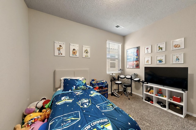 3179 Kunzita St SE, Rio Rancho, NM 87124 - carpeted bedroom featuring a textured ceiling and baseboards