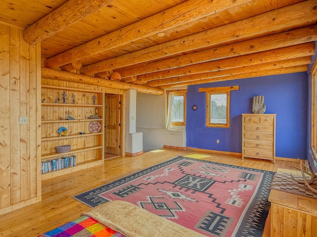 33 Kestrel Rd, Ramah, NM 87321 - unfurnished room featuring wood-type flooring, beam ceiling, and wood ceiling