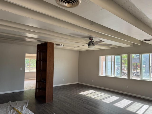 2327 Pajarito Rd SW, Albuquerque, NM 87105 - empty room featuring healthy amount of natural light, baseboards, beamed ceiling, and wood finished floors