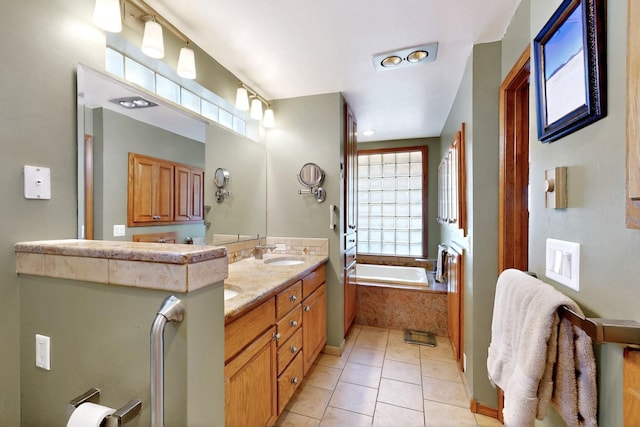 52 Tejon Canon Rd, Placitas, NM 87043 - bathroom with a bath, tile patterned floors, and double vanity