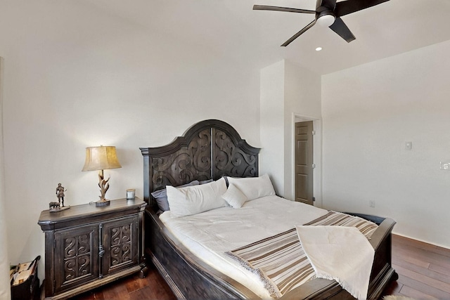 420 Bassett Blvd, Edgewood, NM 87015 - bedroom with dark wood-style floors, ceiling fan, and recessed lighting