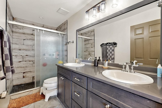 420 Bassett Blvd, Edgewood, NM 87015 - full bathroom featuring a shower stall, toilet, and double vanity