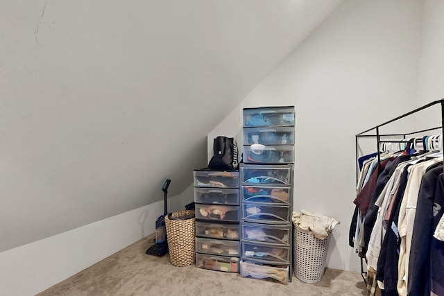 420 Bassett Blvd, Edgewood, NM 87015 - walk in closet featuring vaulted ceiling and carpet flooring