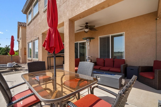 3604 Plano Vista Rd NE, Rio Rancho, NM 87124 - view of patio featuring outdoor dining space, ceiling fan, and outdoor lounge area
