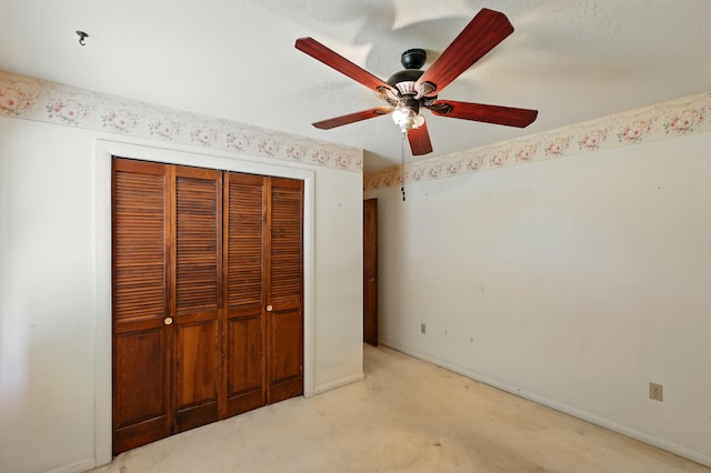 1595 W Bosque Loop, Bosque Farms, NM 87068 - unfurnished bedroom with a closet, a ceiling fan, and light carpet