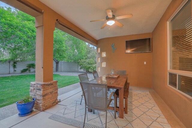 3924 Bay Hill Loop SE, Rio Rancho, NM 87124 - view of patio / terrace featuring a ceiling fan and outdoor dining area