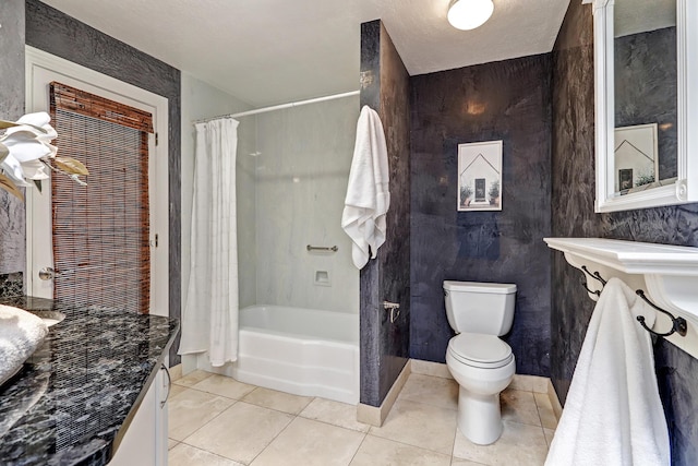 1106 Warm Sands Dr SE, Albuquerque, NM 87123 - bathroom with tile patterned flooring, toilet, shower / tub combo, baseboards, and vanity