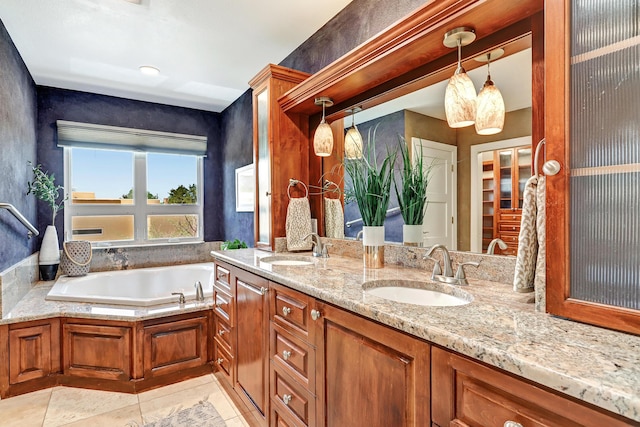1106 Warm Sands Dr SE, Albuquerque, NM 87123 - full bathroom with double vanity, a garden tub, and tile patterned flooring