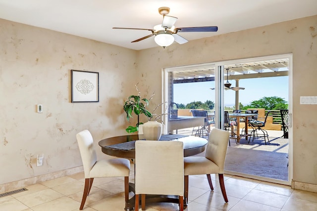 1106 Warm Sands Dr SE, Albuquerque, NM 87123 - dining space with ceiling fan, baseboards, and tile patterned floors