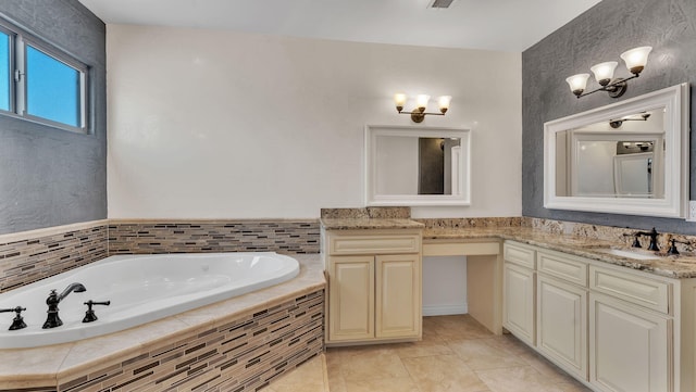 2815 Linda Pl SW, Albuquerque, NM 87105 - full bathroom with a garden tub, vanity, and tile patterned floors