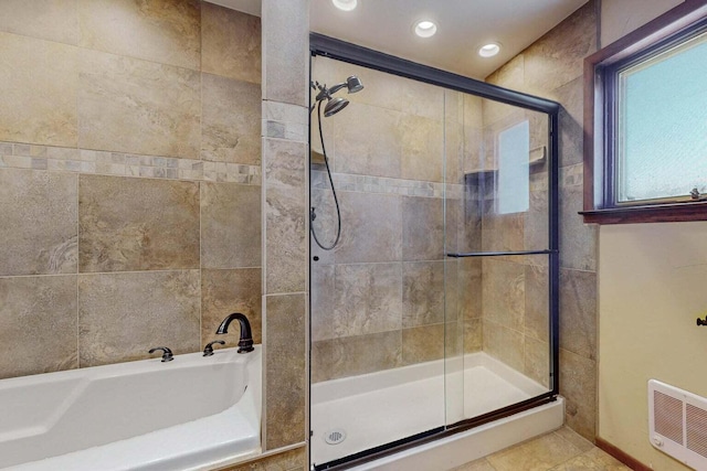 501 Calle De La Angel, Bernalillo, NM 87004 - full bath with a shower stall, a bath, and recessed lighting