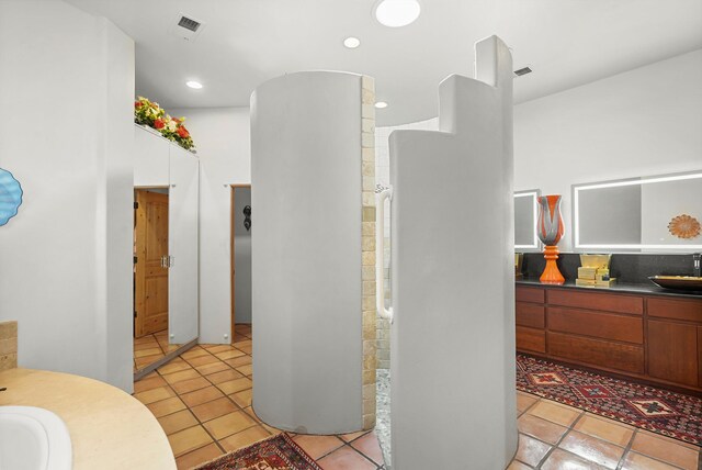 28 Canon Escondido, Sandia Park, NM 87047 - kitchen with a sink, light tile patterned flooring, and recessed lighting