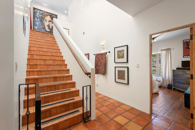 28 Canon Escondido, Sandia Park, NM 87047 - stairway featuring tile patterned floors