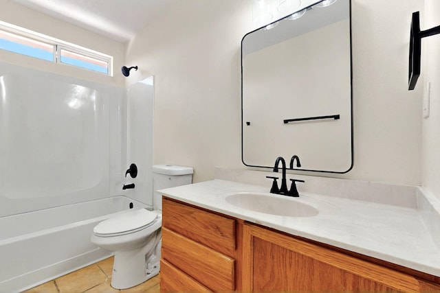 9927 Silverton Dr NW, Albuquerque, NM 87114 - full bathroom featuring toilet, tile patterned floors, vanity, and shower / bath combination