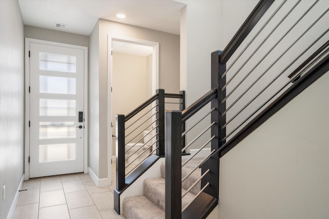 801 Horned Owl Dr NE, Albuquerque, NM 87122 - entrance foyer with stairway, baseboards, healthy amount of natural light, and recessed lighting