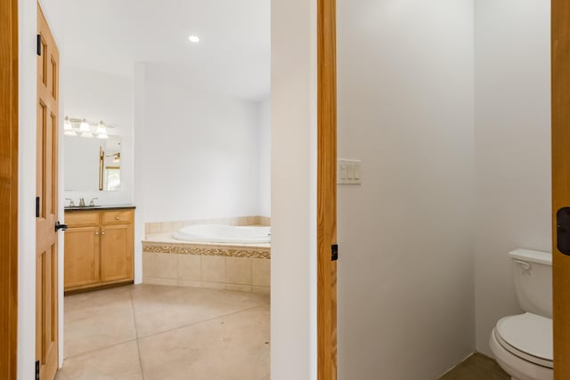 13 Asher Ln, Tijeras, NM 87059 - bathroom with tile patterned flooring, a bath, toilet, and vanity