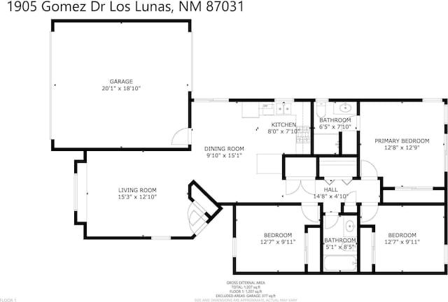 1905 Gomez Dr SW, Los Lunas, NM 87031 - floor plan / room layout